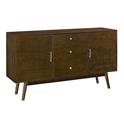 Mid Century Modern-TV Stand Console with 3 Drawers and Closed Cabinet Storage, 60", Walnut