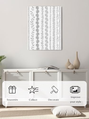 NuYeBiofx Watercolor Gray Monstera Palm Leaf Canvas Wall Art Prints,48"x32" Framed Picture Artwork Summer Leaves Plant Printed Canvas Oil Painting for Living Room Bedroom Office,Ready to Hang