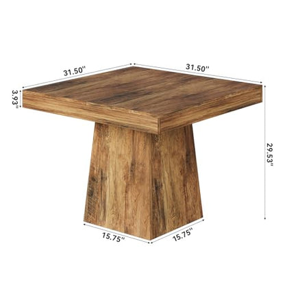 31.5" Small Dining Table for 4, Farmhouse Kitchen Table with Walnut Finish, Square Compact Dinner Table for Home Dining Room, Apartments, Office, Living Room & Restaurants, Walnut