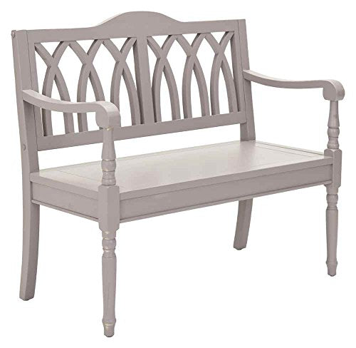SAFAVIEH Furniture - Benjamin Bench - Quartz Grey - Solid Wood - Farmhouse High-Back Design - Ideal for Entryway, Living Room, Dining Room, 17.1" Seat Height (AMH6500C)