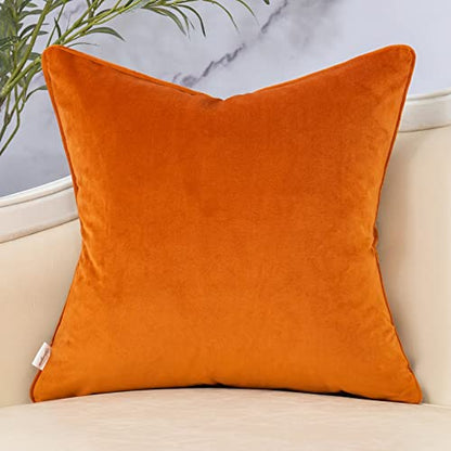 Orange Leaf Square Pillow Cover Cut Velvet Cushion Cover Luxury Modern Pillowcover for Couch Living Room Bedroom,18x18 Inch