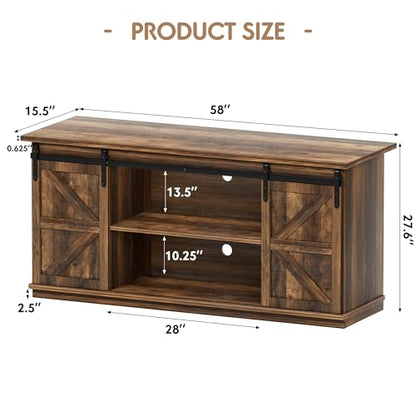 Farmhouse Sideboard Buffet Cabinet, Coffee Bar Storage with Sliding Barn Doors, view 3