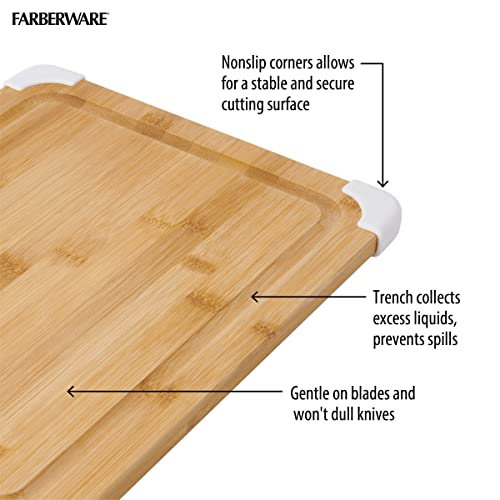 Nonslip Bamboo Cutting Board with Juice Groove, 11x14 Inch, White, view 6