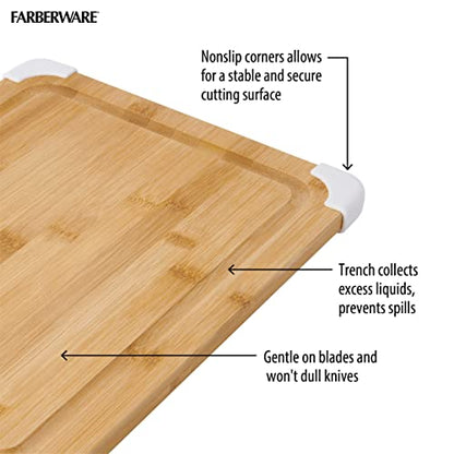 Nonslip Bamboo Cutting Board with Juice Groove, 11x14 Inch, White, view 6