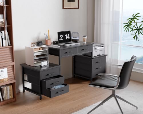 63 Inch Computer Desk with 8 Drawers for Study Writing Work, view 3