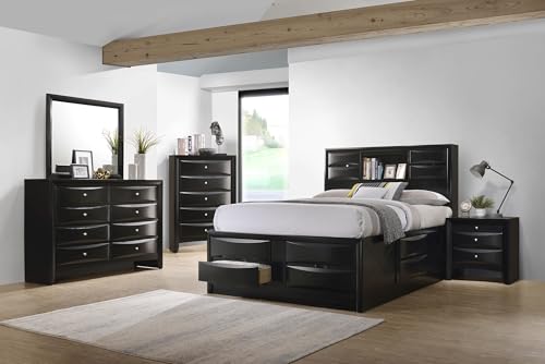 Coaster Home Furnishings Briana Transitional 5-Piece Bedroom Set California King Size Storage Bookcase Bed Frame 56-inch Headboard Black 202701KW-S5