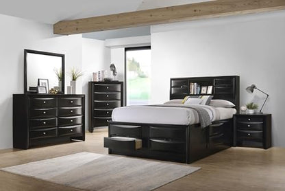 Coaster Home Furnishings Briana Transitional 5-Piece Bedroom Set California King Size Storage Bookcase Bed Frame 56-inch Headboard Black 202701KW-S5