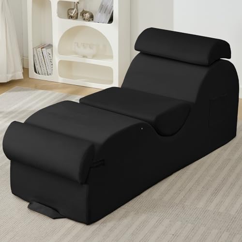 25" Velvet Lounge Chair with Lumbar Support & Side Pockets - Black, view 6