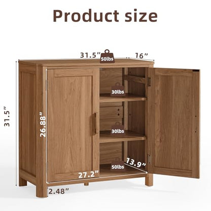 Sideboard Buffet Cabinet with Storage, 31.5" Arc-Shaped Credenza with 2 Doors & Adjustable Shelves, Mid Century Modern Coffee Bar Storage Cabinet for Kitchen, Living Room, Entryway, Darkwood