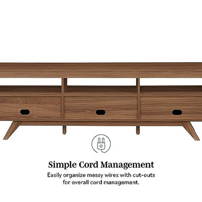 Kimi Mid Century Modern Minimalist Drop-Down Door Stand for TVs up to 85 Inches, 70 Inch, Mocha