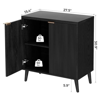 Fluted Buffet Cabinet with Storage, Modern Sideboard Cabinet, view 3