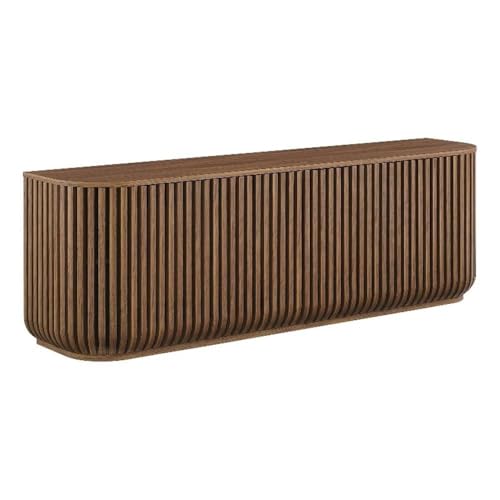 Fortitude 75" Fluted Curved Sideboard Buffet with 4 Doors in Walnut – Modern, view 2