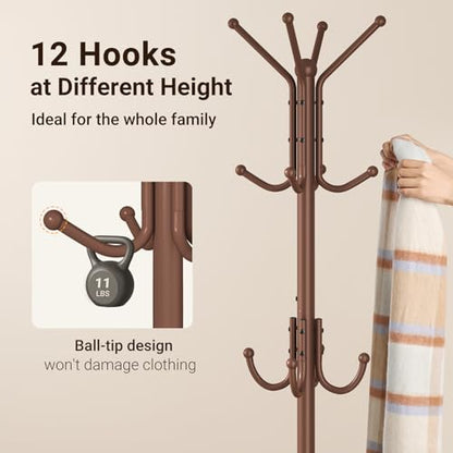 Coat Rack Freestanding, Metal Coat Rack with Umbrella Holder, view 6
