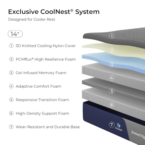 CoolNest Queen Mattress, 14 Inch Cooling Memory Foam Mattress, view 3
