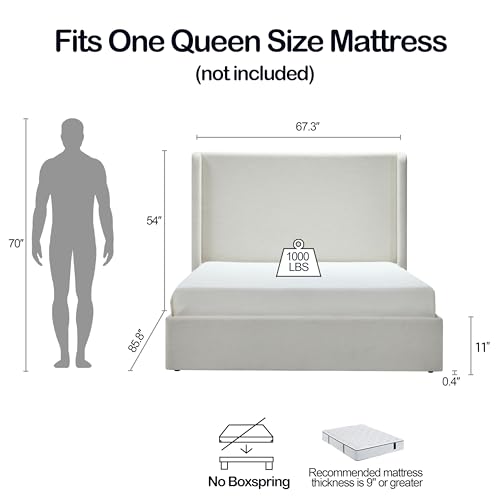 Queen Size Upholstered Platform Bed Frame, view 3