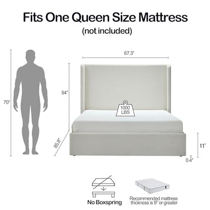 Queen Size Upholstered Platform Bed Frame, view 3