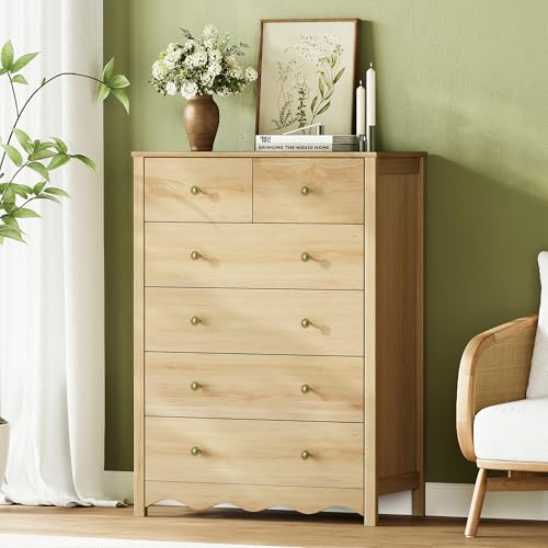 44” Tall Dresser for Bedroom with 6 Drawers (Natural), view 2