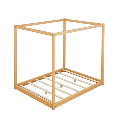 Queen Canopy Bed Wood 4 Poster Panel Beds, view 7