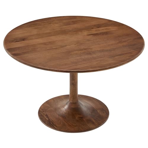 Lippa 48Inch Round Dining Table Solid Wood Walnut Finish Modern Kitchen Room Entertaining Home Furniture Quality Stylish Elegant Durable Refined Versatile Contemporary