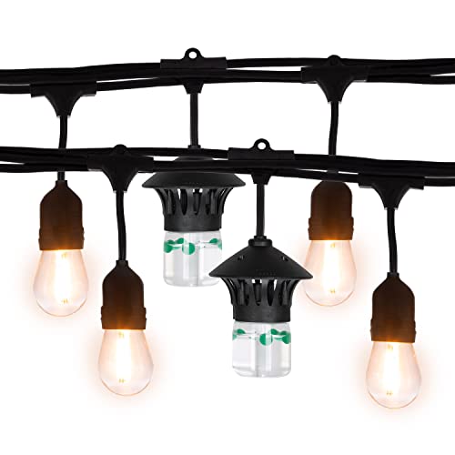 BiteFighter Outdoor LED Weatherproof Proven Mosquito Repellent String Lights 36 Ft, Includes 3 Replaceable Repellent Pods