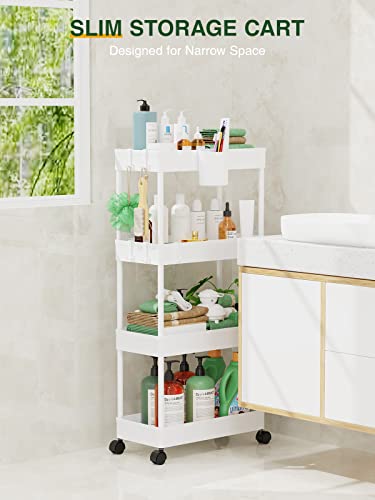 Slim Rolling Storage Cart - 4 Tiers Bathroom Organizer Utility Cart, view 5