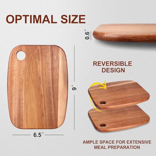 Small Acacia Wood Cutting Boards for Kitchen with Hanging, view 4