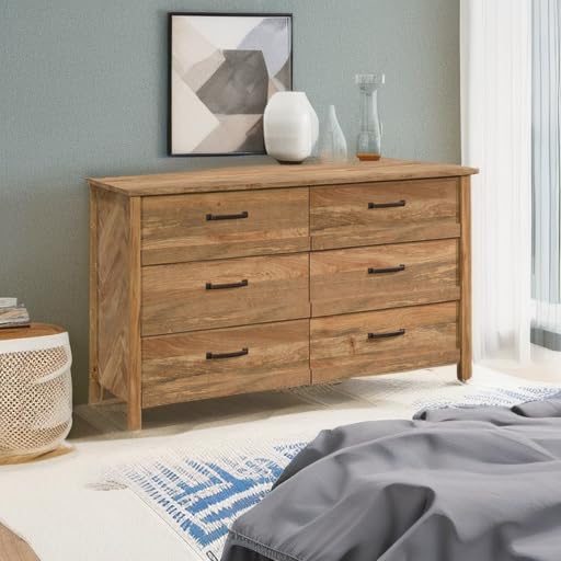 Cannery Bridge 6 Drawer Dresser Bedroom Dresser Chest of Drawers Wooden, in Sindoori Mango