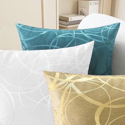 Throw Pillow Covers Pack of 2 Modern Shining & Dull Contrast Circles Rings Accent Geometric Cushion Cases Shells for Couch Sofa Home Decor 22 X 22 Inches Teal