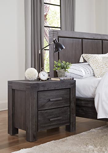 Solid Wood Nightstand, 2-Drawer, Meadow - Graphite