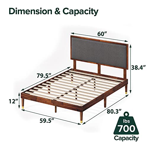 Raymond Wood Platform Bed Frame with Adjustable Upholstered Headboard, view 3