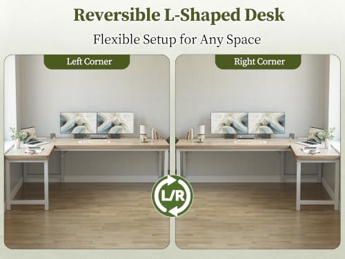 63 Inch L Shaped Computer Desk with Power Outlets, 1" Thick Desktop, view 8
