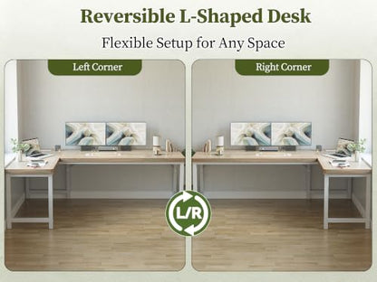 63 Inch L Shaped Computer Desk with Power Outlets, 1" Thick Desktop, view 8