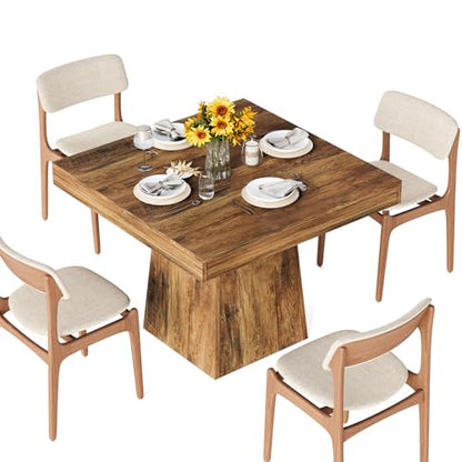 31.5" Small Dining Table for 4, Farmhouse Kitchen Table with Walnut Finish, Square Compact Dinner Table for Home Dining Room, Apartments, Office, Living Room & Restaurants, Walnut