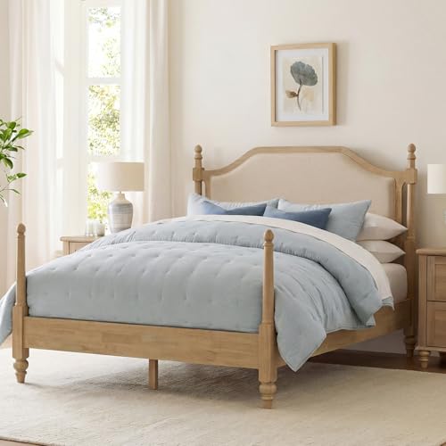 Queen Size Platform Bed Frame with Upholstered Headboard for Bedroom, view 4