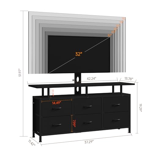 Black TV Stand with Mount for 32/45/55/60/65/75 inch TVs, view 3