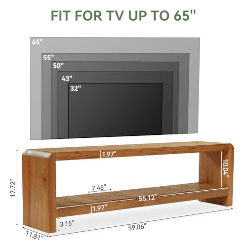 59.06" TV Stand for 55/60/65-Inch TVs, Farmhouse Media TV Console with Storage Shelf, Long Entertainment Center Television Stand for Living Room, Bedroom, Walnut Brown