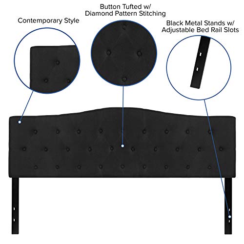 Cambridge Tufted Upholstered King Size Headboard in Black Fabric