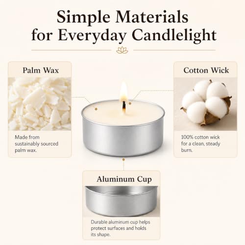 Tea Lights Candles 80 Pack, 4 Hour Palm Wax Tealights, view 4