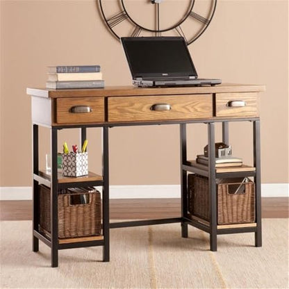 SEI Furniture Mirada Writing Desk in Weathered Gray and Matte Black