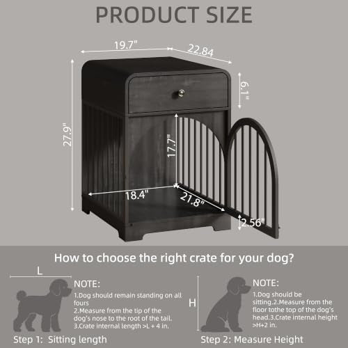 Dog Crate Furniture, Wooden Dog Crate House with Drawer, view 3