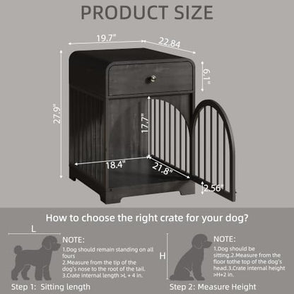 Dog Crate Furniture, Wooden Dog Crate House with Drawer, view 3