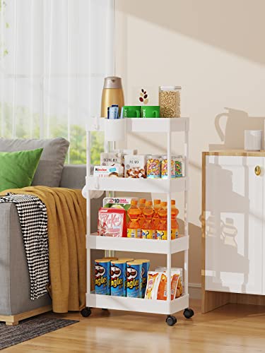 Slim Rolling Storage Cart - 4 Tiers Bathroom Organizer Utility Cart, view 3