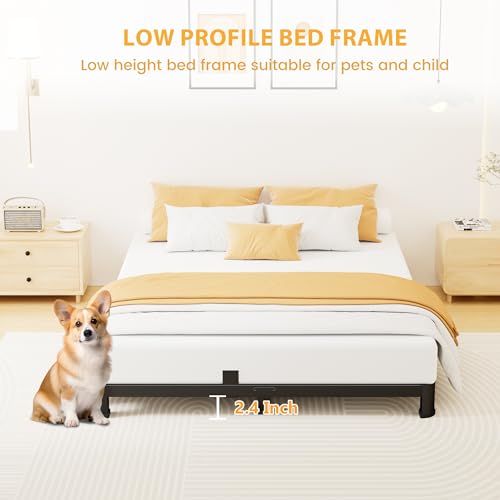 4 Inch Full Bed Frame Low Profile with Rounded Legs, Easy Assembly, view 6