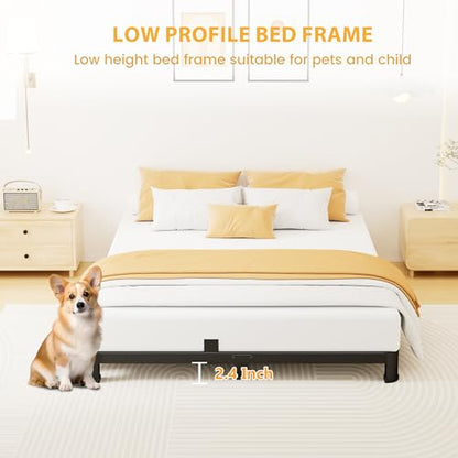 4 Inch Full Bed Frame Low Profile with Rounded Legs, Easy Assembly, view 6
