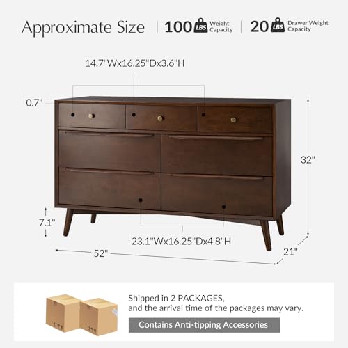 7 Drawer Dresser for Bedroom, view 3