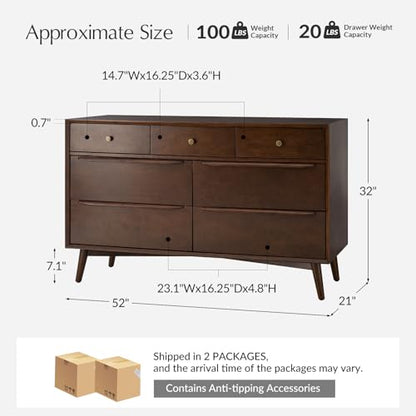 7 Drawer Dresser for Bedroom, view 3