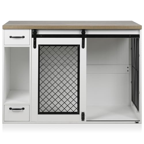47.2" Heavy Duty Indoor Wood Dog Crate Furniture for Extra Large Dogs White, view 7