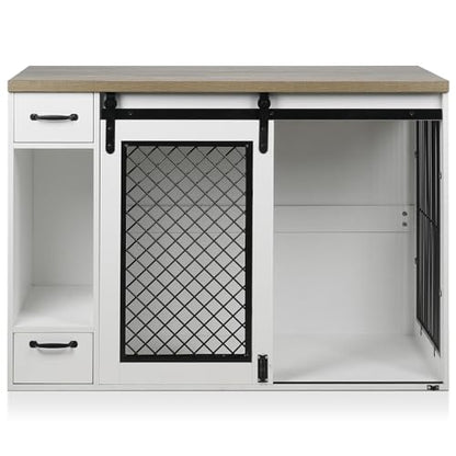 47.2" Heavy Duty Indoor Wood Dog Crate Furniture for Extra Large Dogs White, view 7