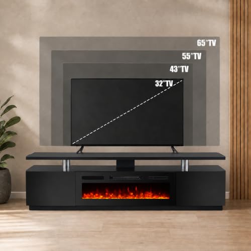 60" Fireplace TV Stand,Modern Entertainment Center Heating Fireplace, view 6