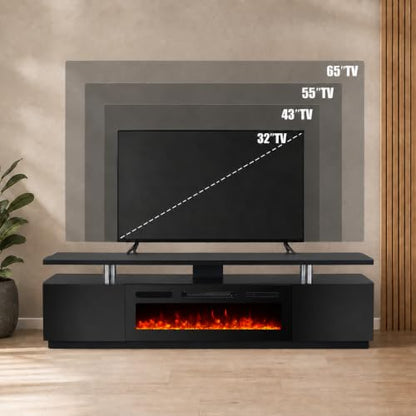 60" Fireplace TV Stand,Modern Entertainment Center Heating Fireplace, view 6